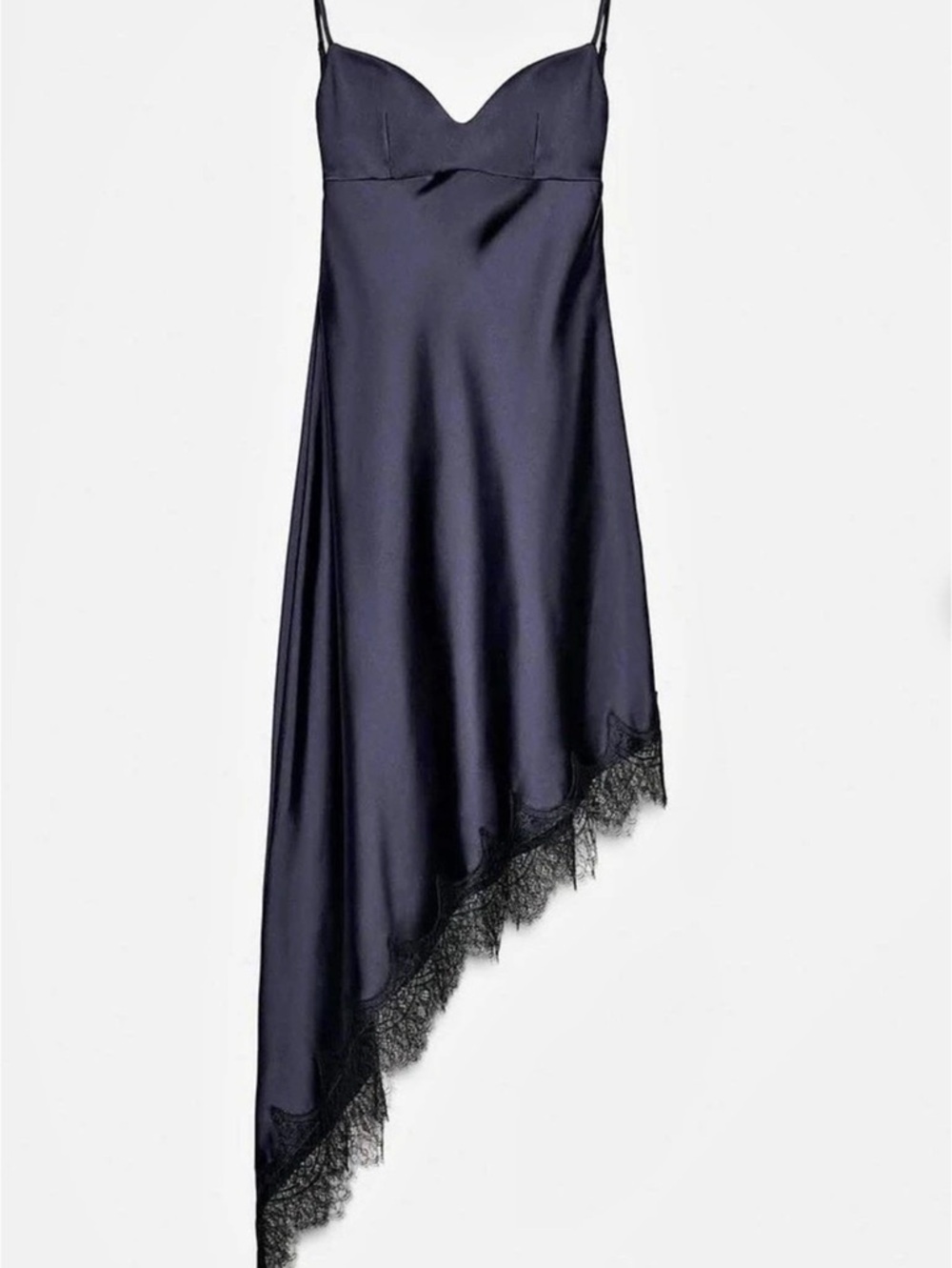 SHEIN Satin Lace-Trim Asymmetrical Mini Dress Size Small
